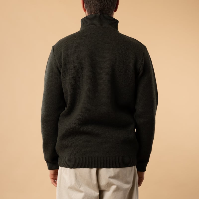 NITTO KNITWEAR / Youri Khaki Trucker Sweater from the back