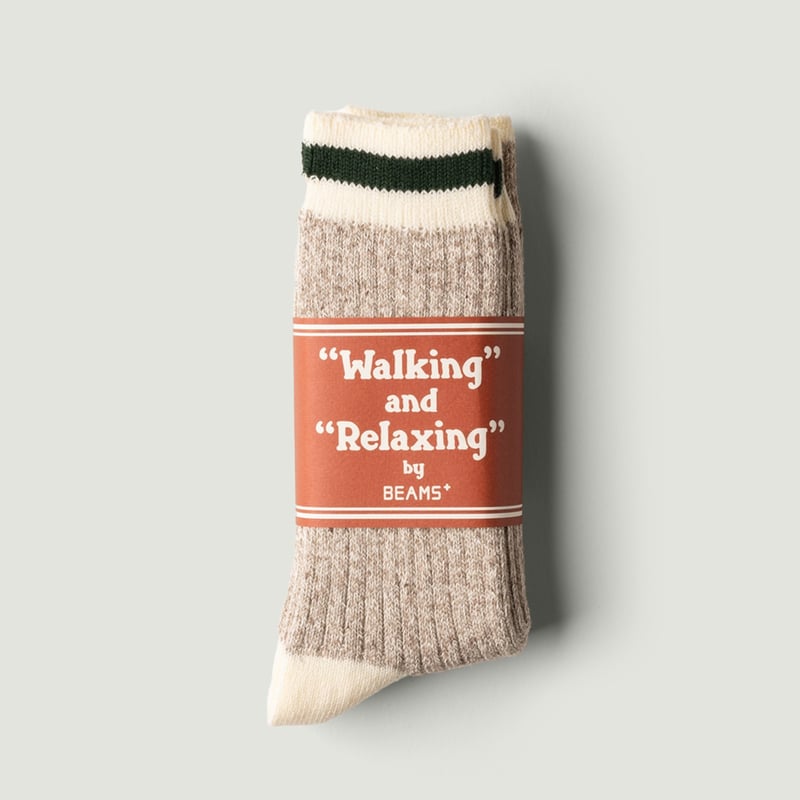 BEAMS PLUS / Rag Socks Oatmeal Line Green