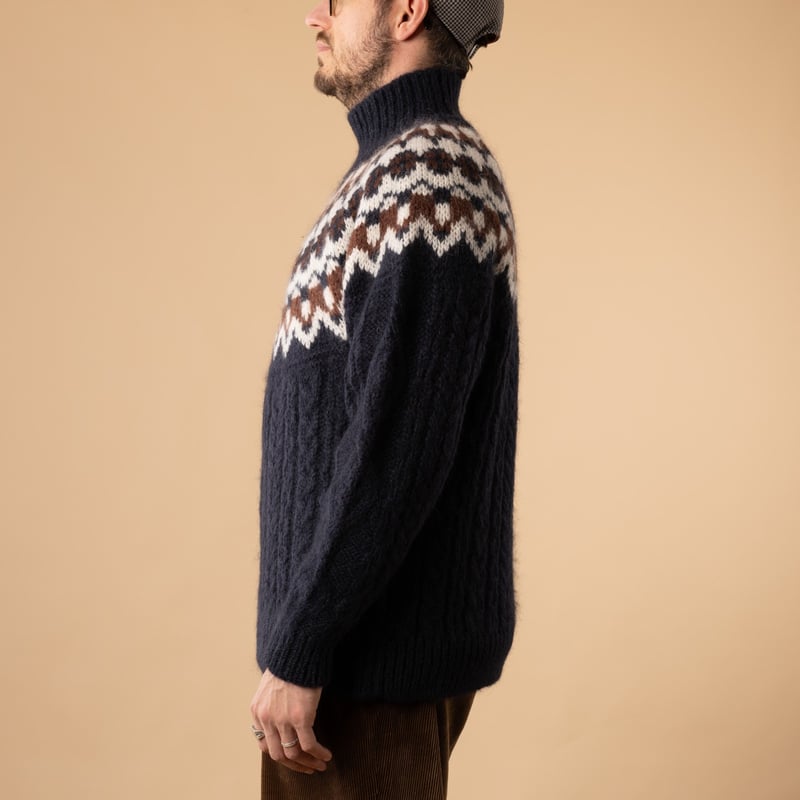 BATONER Nordic Mohair Turtle Neck Sweater - Side View