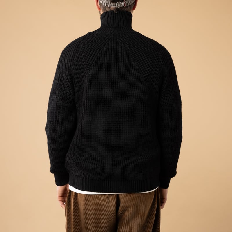 BATONER Signature Turtle Neck Black Sweater - View from the Back