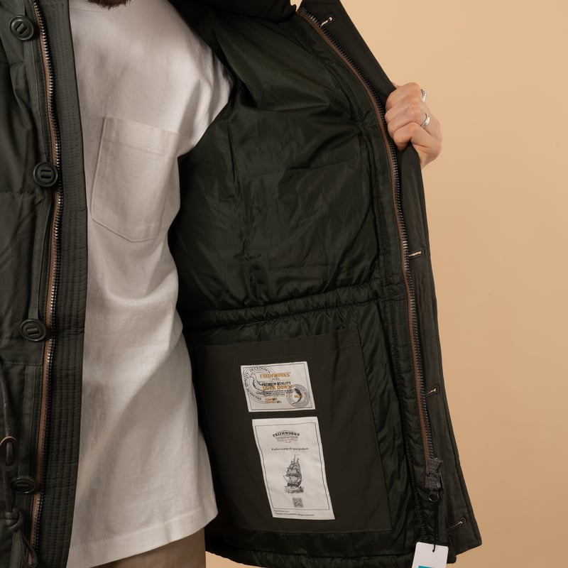 Frizmworks Karakoram Down Parka Dark Green - lining detail