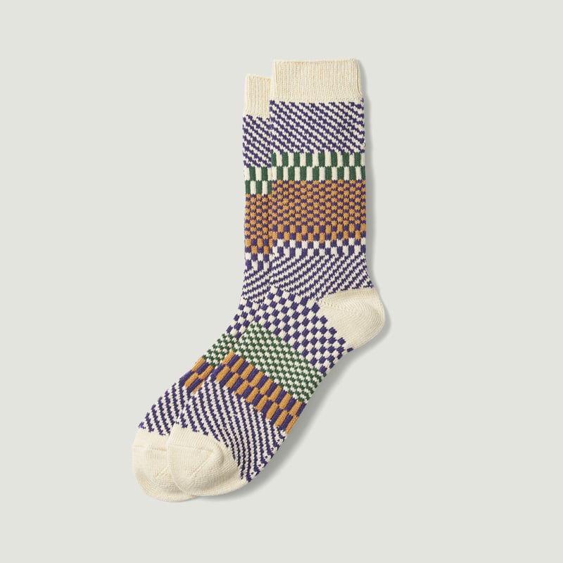 Vignette_ROTOTO / Check & Step Socks Blueberry