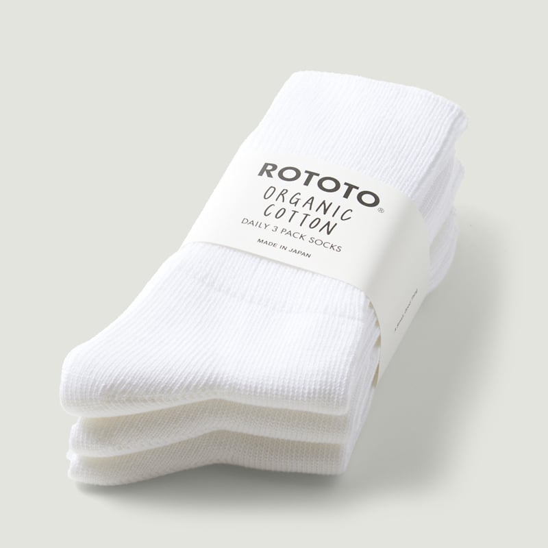 Vignette_ROTOTO / Organic Daily 3 Pack Ribbed Crew Socks White