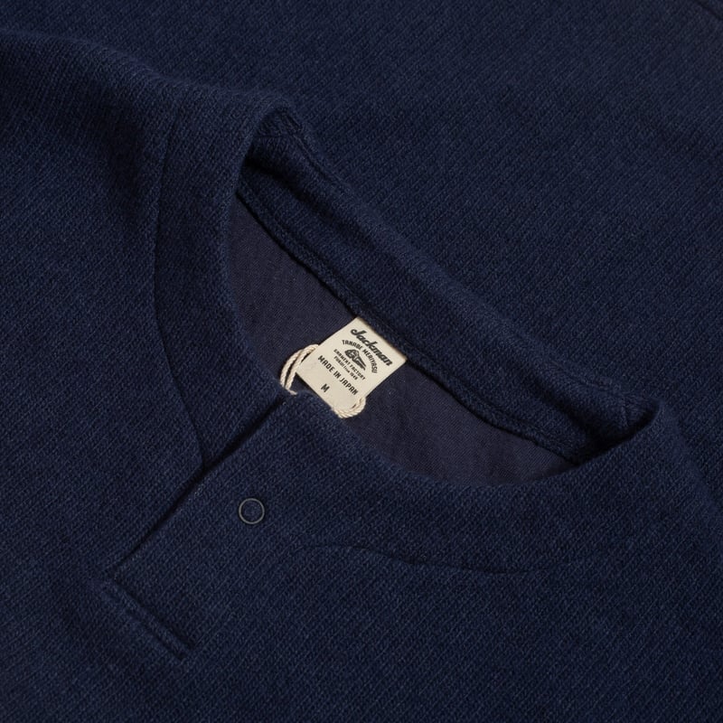 JACKMAN  Pull Quarter Knit Henleyneck Navy col