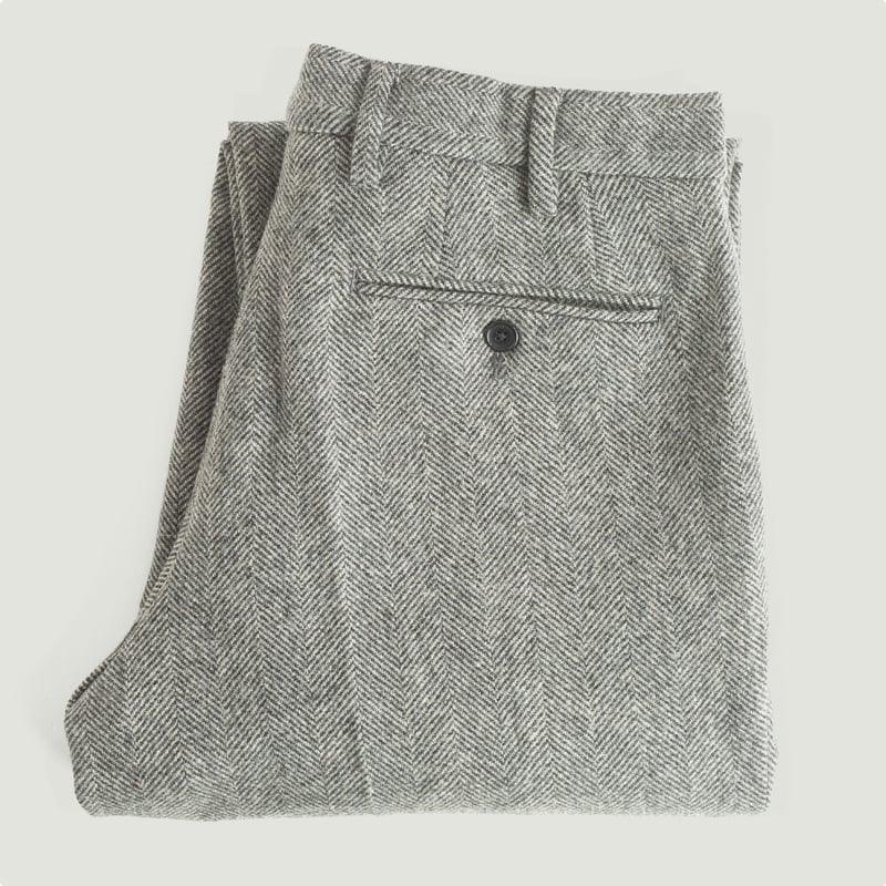 Herringbone Wool Trousers by PORTUGUESE FLANNEL in Grey