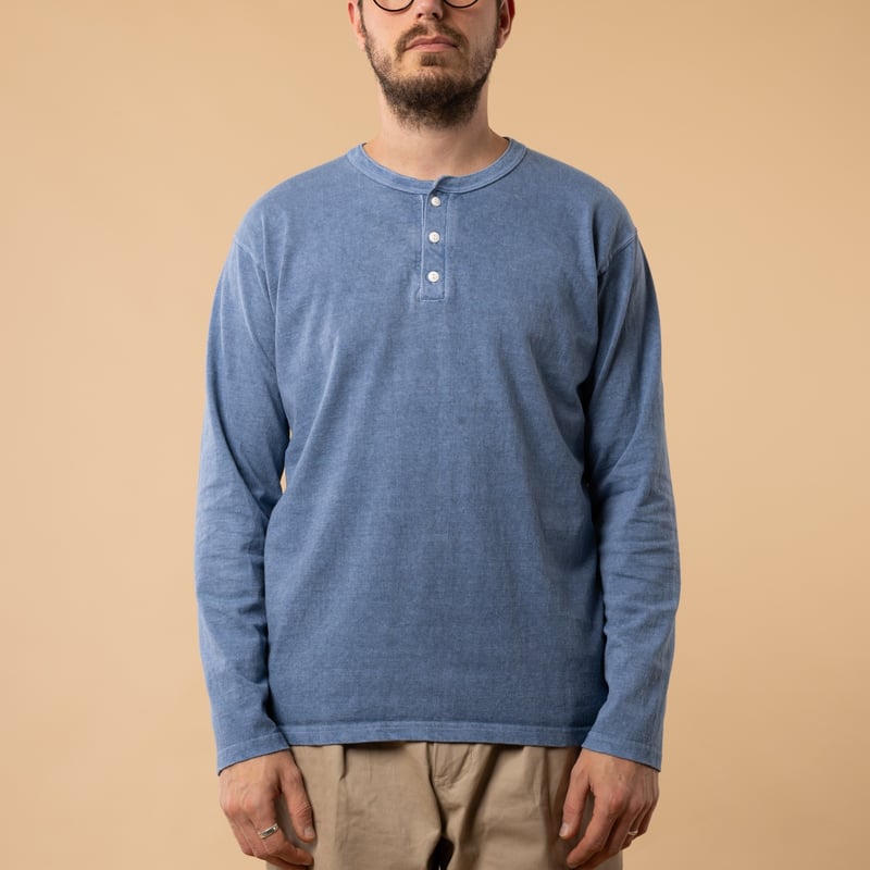 Henley collar loafers GOOD ON Long Sleeve T-shirt Front-facing P-ajisan