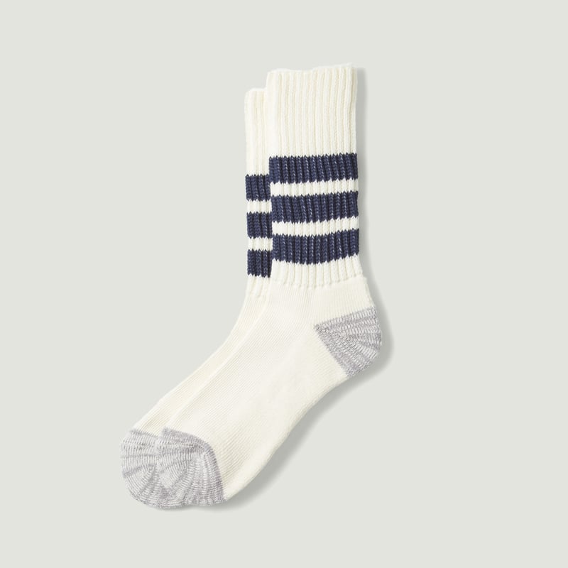 ROTOTO Vignette / Coarse Ribbed OldSchool Crew Socks Navy