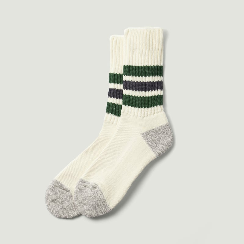 Vignette_ROTOTO / Coarse Ribbed OldSchool Crew Socks Green/Charcoal