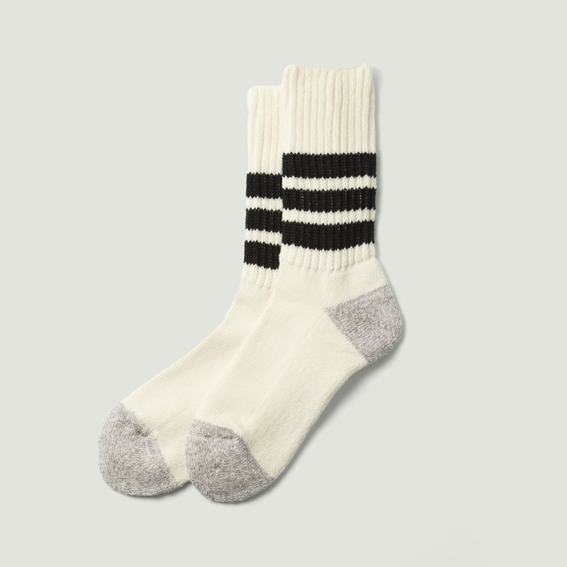 ROTOTO Vignette / Coarse Ribbed OldSchool Crew Socks Black