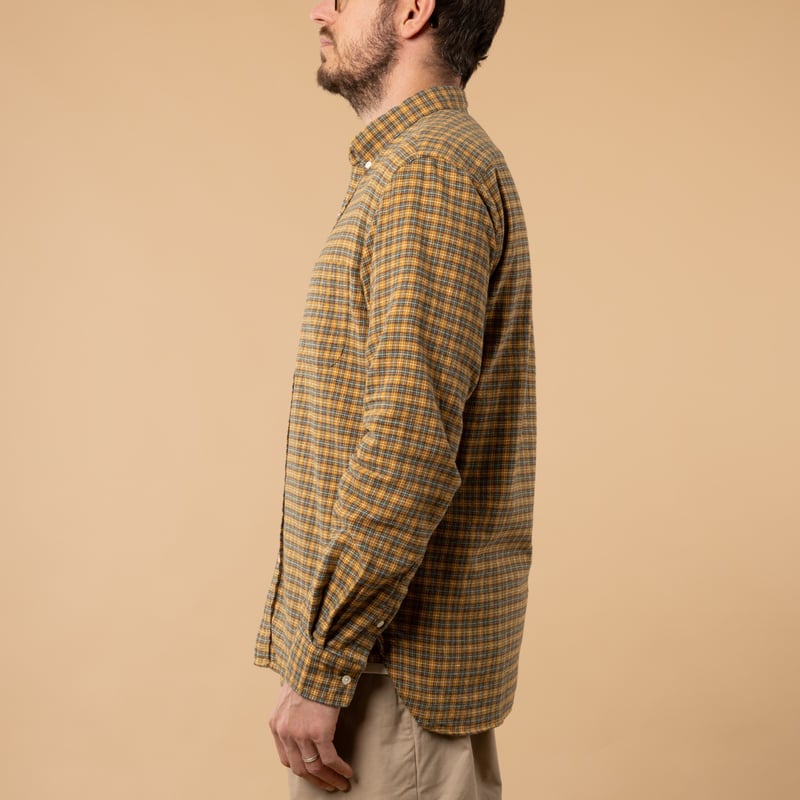 BEAMS PLUS / B.D. Mini Plaid Flannel Yellow_de profil