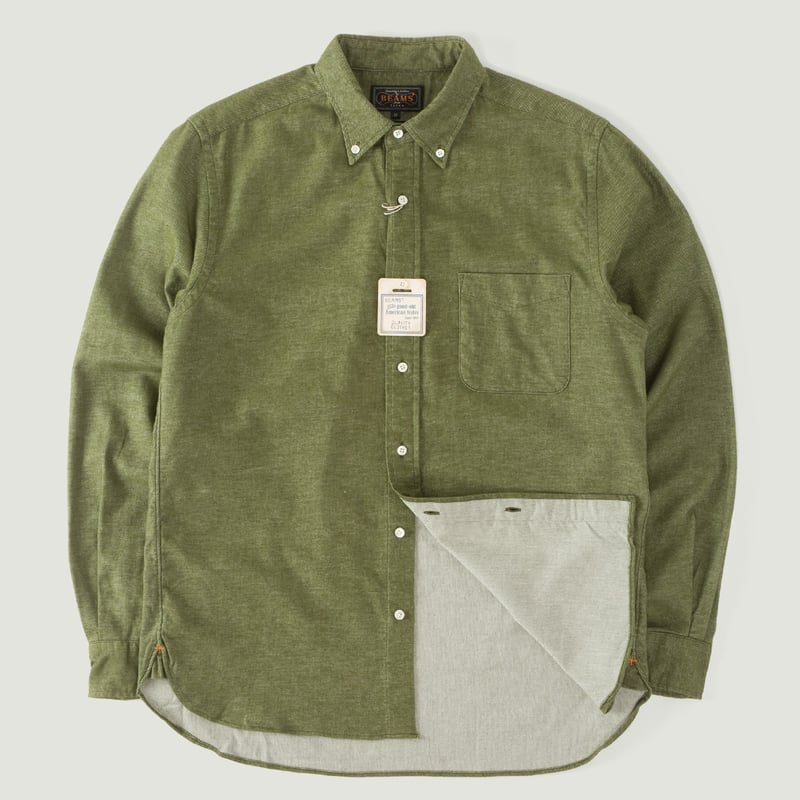 BEAMS PLUS / BD Flannel Solid Olive Shirt