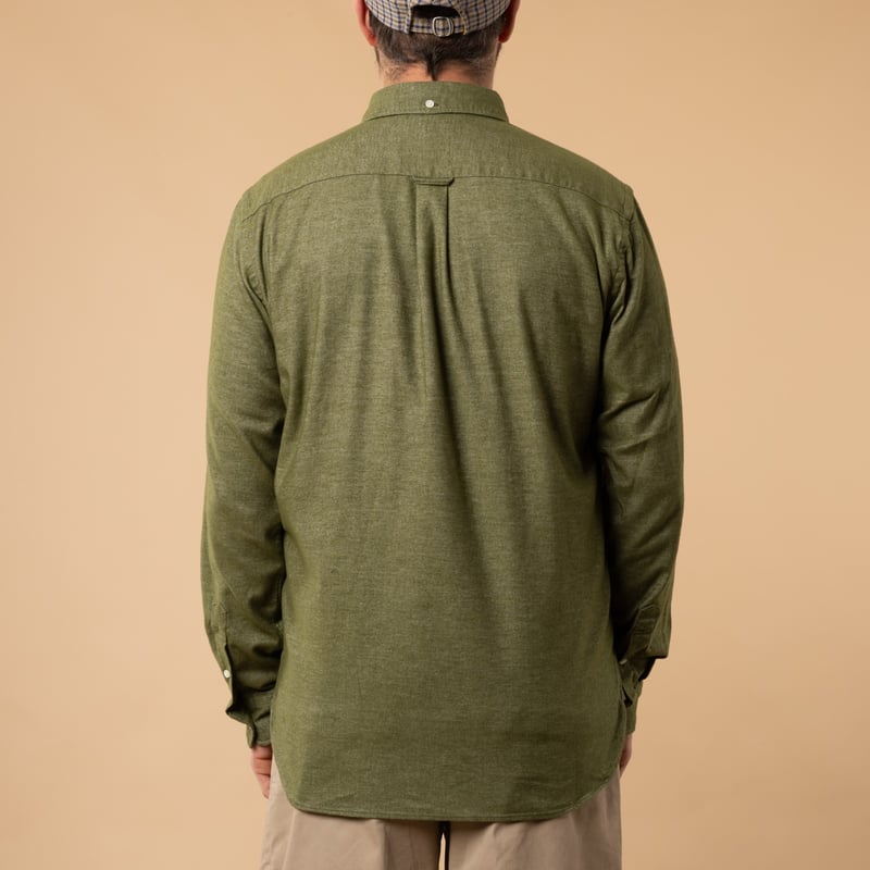 BEAMS PLUS / BD Solid Olive Flannel - from the back