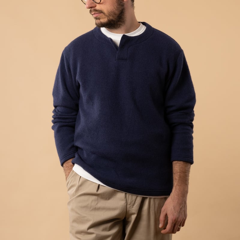 JACKMAN Pull Quarter Knit Henleyneck Navy silhouette