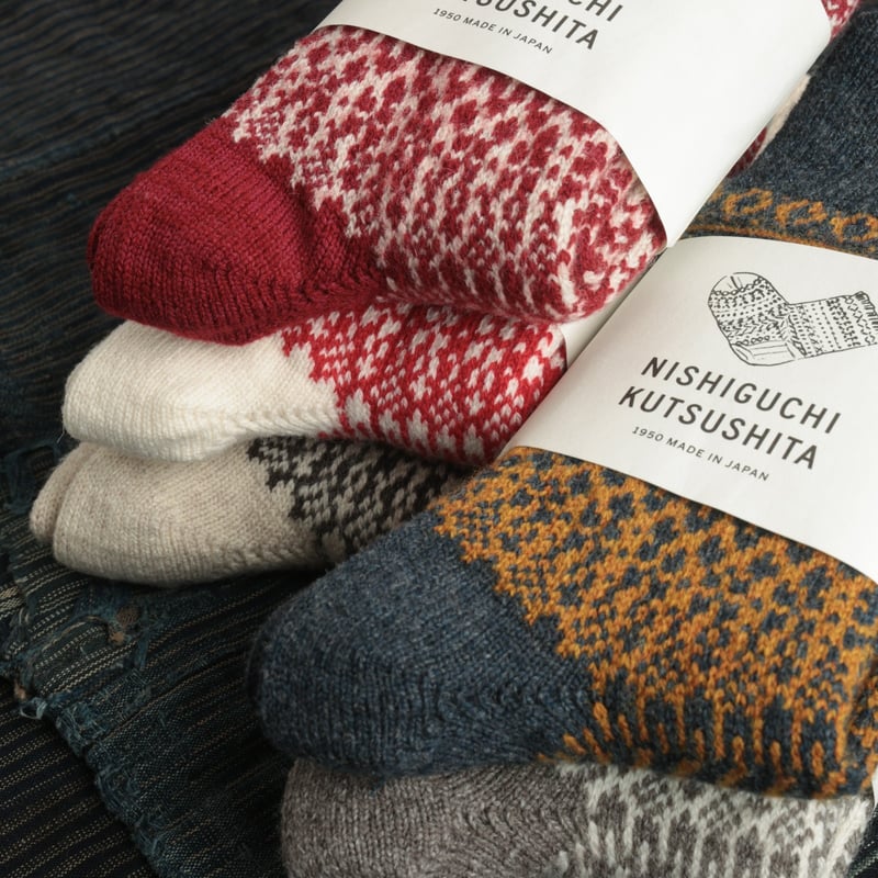 Flâneurs NISHIGUCHI KUTSUSHITA Wool Jacquard Socks