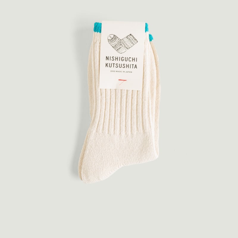 Vignette-Flâneurs-NISHIGUCHI KUTSUSHITA Silk-Cotton Socks-Marshmallow Cream
