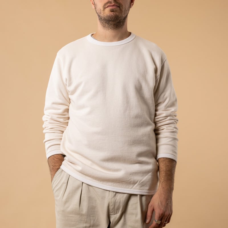 Flâneurs - GOOD ON / Long Sleeve Sweatshirt P-Natural Front View