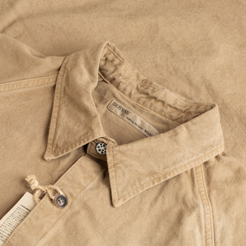 Image Detail: SEUVAS Flâneurs 8oz Canvas Raglan Shirt in Coffee Color