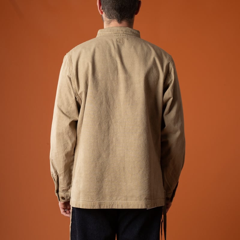 image back flâneurs-Seuvas-jacket-8oz-Canvas-Wing-Collar-Shirt-Jacket-Coffee