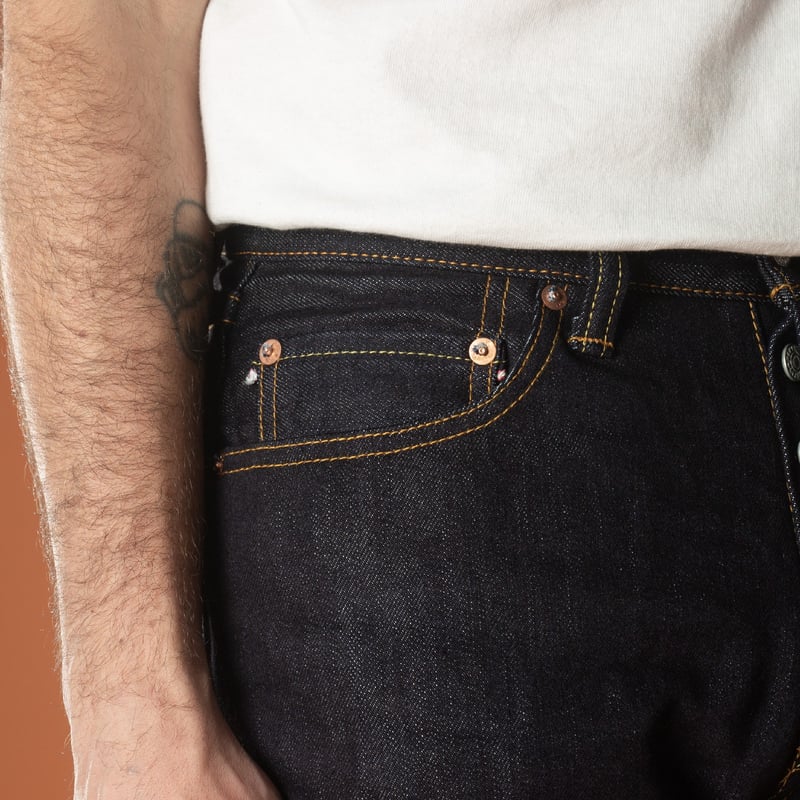 image-flâneurs-coin-pocket-detail-Momotaro-0605-SILK-Zimbabwe-Cotton-×-Silk-Denim-Natural-Tapered