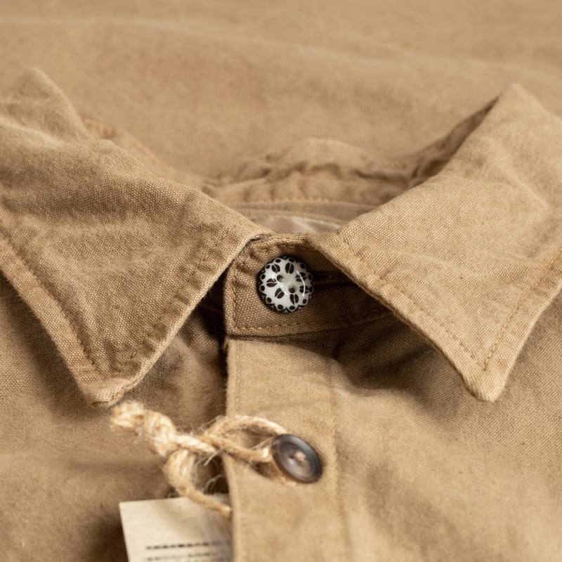 image-button-ceramic-loafers-Seuvas-jacket-8oz-Canvas-Wing-Collar-Shirt-Jacket-Coffee