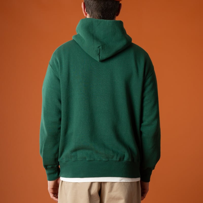 Sweatshirt Capuche Dubble Works Loop Wheel” Hoodie Green porté back