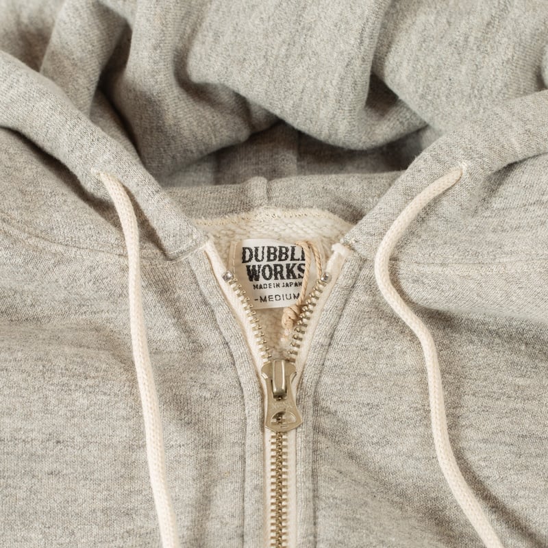 image flâneurs DUBBLE WORKS  Loop Wheel Zip-Up Hoodie Heather Grey detail