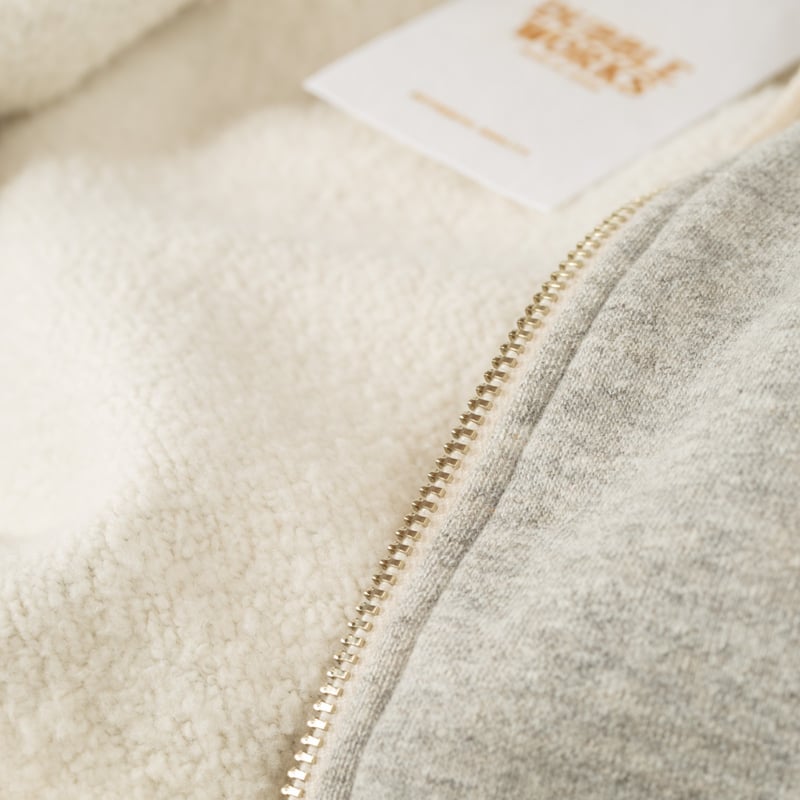 image flâneurs DUBBLE WORKS  Loop Wheel Zip-Up Hoodie Heather Grey brushed