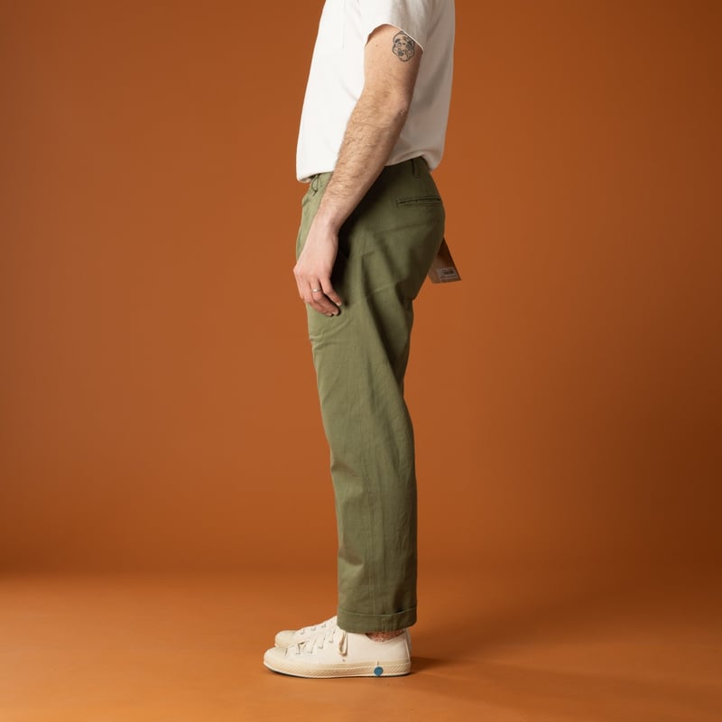 737-SVCLOL 9.5oz Relax Straight "Light Olive" Selvedge Chino
