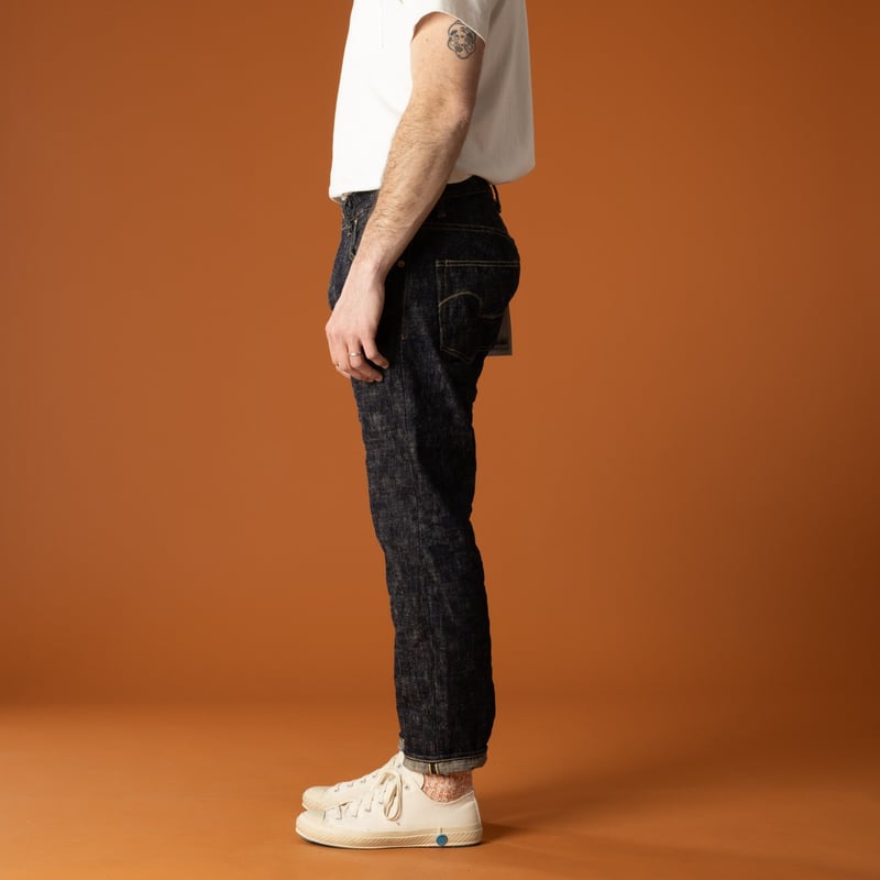 ONI DENIM 902-Kasuri 17oz High Rise Relaxed Tapered Jeans Front View