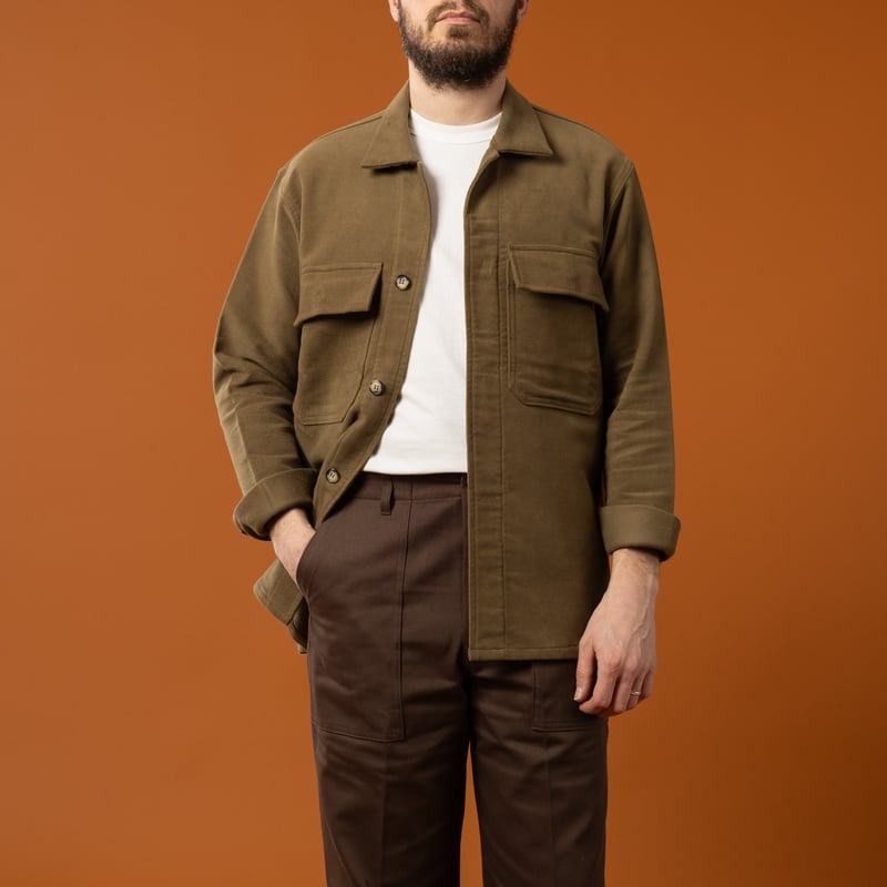 INFORMALE / WS50 Work Shirt Olive_de-face-ouvert