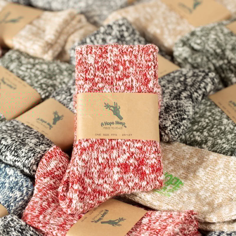 Hemp Crew Socks Red (3 Pack)