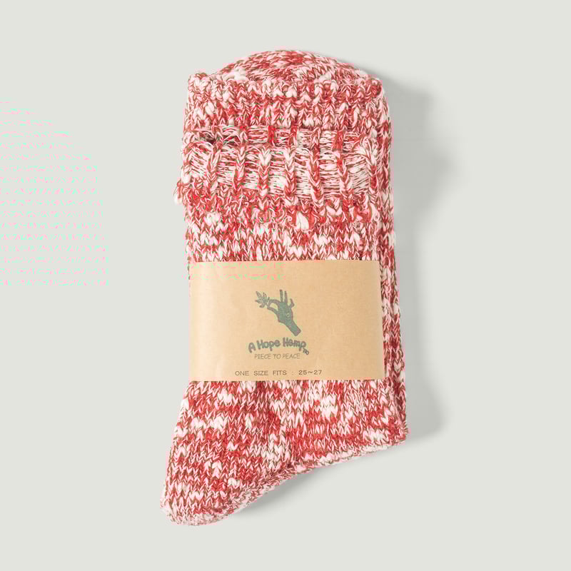 Hemp Crew Socks red closeup, casual strollers wearing hemp socks