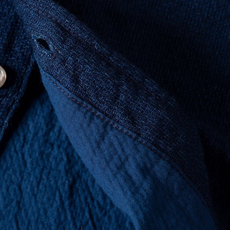 détail fabric  flâneurs FOB Factory F3507 Indigo Panama Double Gauze Navy