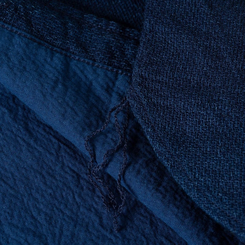 détail runoff flâneurs FOB Factory F3507 Indigo Panama Double Gauze Navy