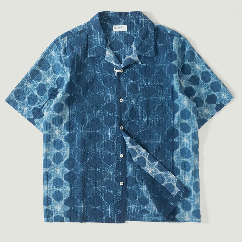 vignette-flâneurs-Universal-Works-Road Shirt Needle Tie'N'Dye Indigo