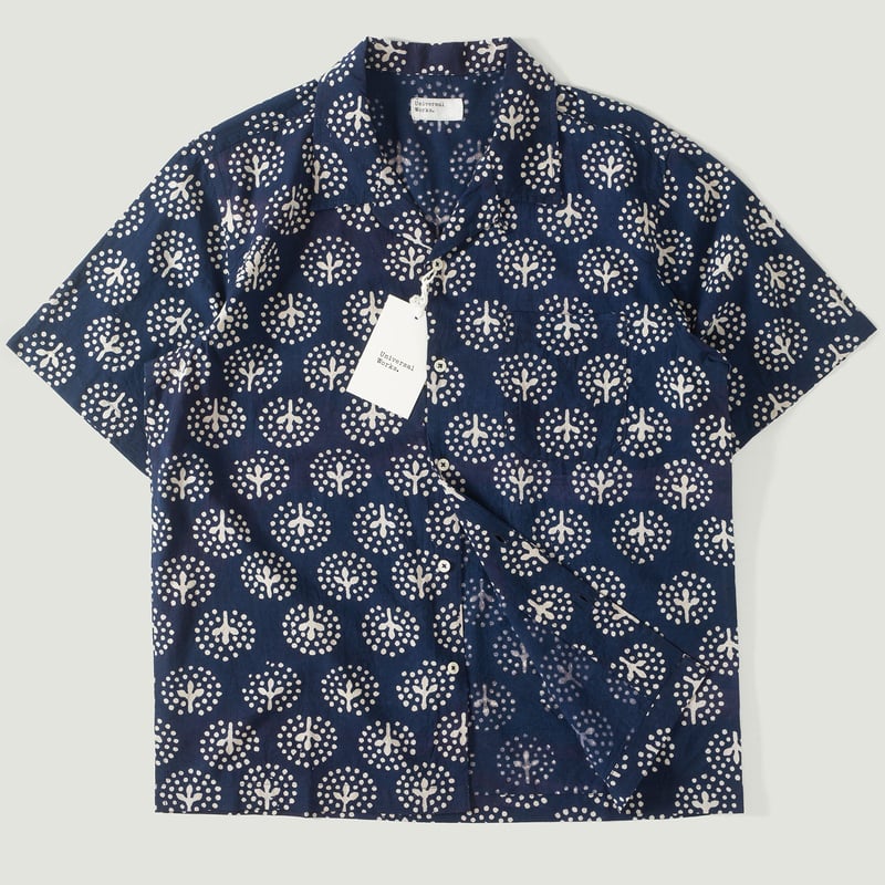 vignette-flâneurs-Universal-Works-Road Shirt Magic Circle Print Navy