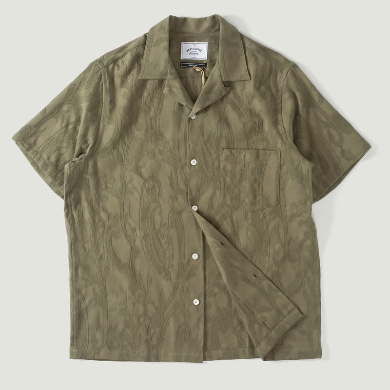 Vignettes flâneurs Portuguese Flannel Summer Paisley Short Sleeve Olive