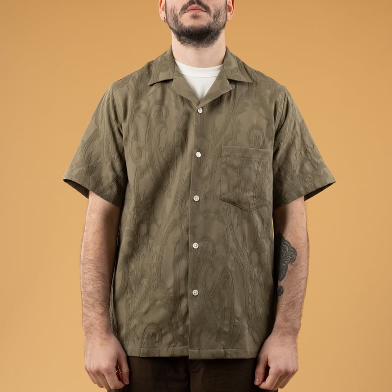 Flâneurs PORTUGUESE FLANNEL Summer Paisley Short Sleeve Olive