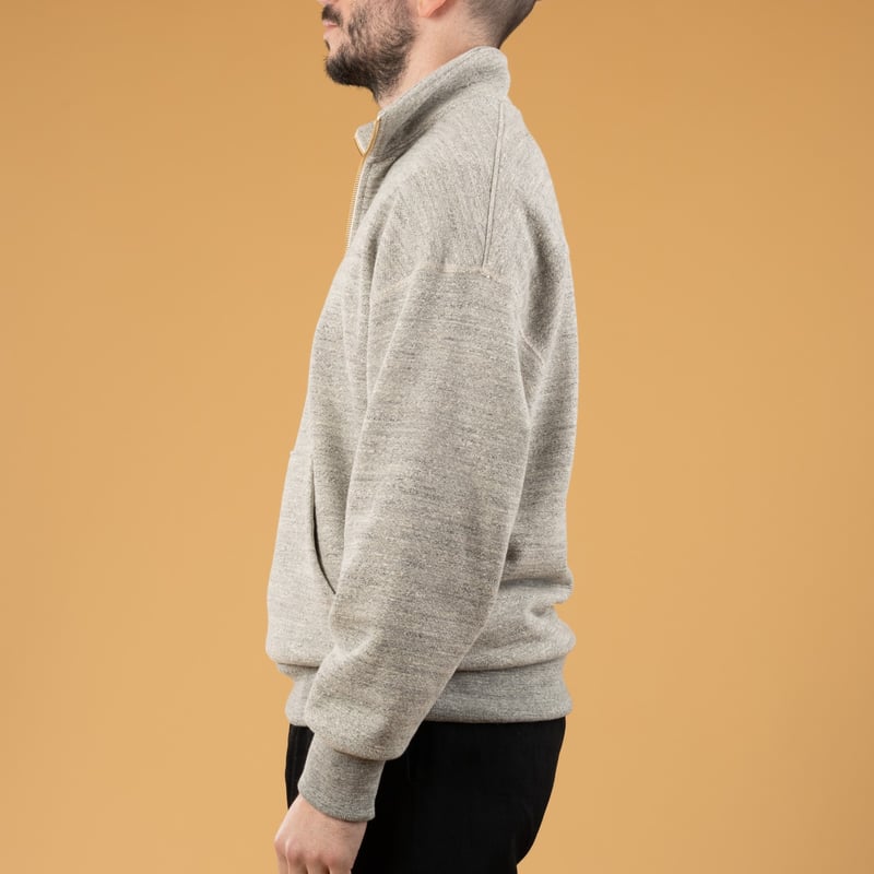 Image flâneurs JACKMAN  GG Sweat Half-Zip Heather Gray porté de profil