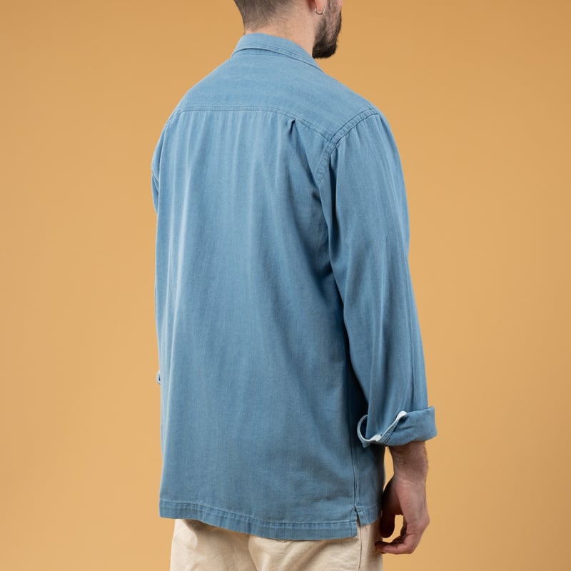 L/S Utility Shirt Washed Indigo Herringbone