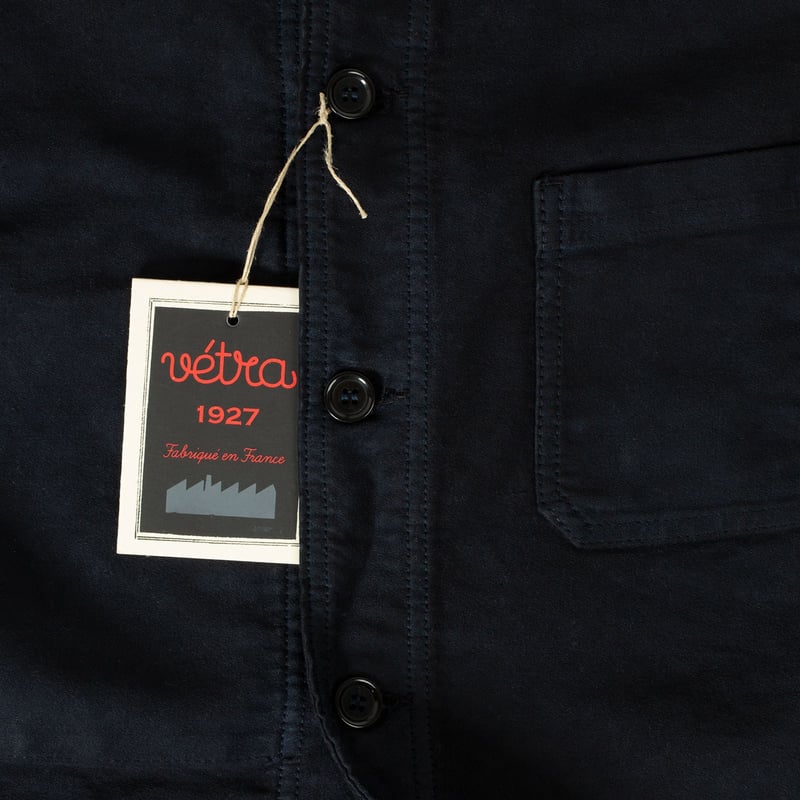 detail tag loafers VETRA Navy French Moleskin Weaved Jacket
