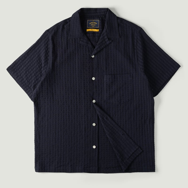 Image_Flâneurs_PORTUGUESE FLANNEL_Mondego Short Sleeve Shirt Navy_Vignette