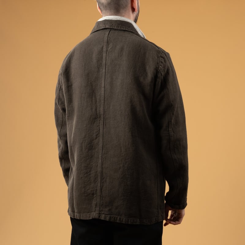 image porté flâneurs de dos VETRA Elk Heavy Linen Weaved Jacket (4)