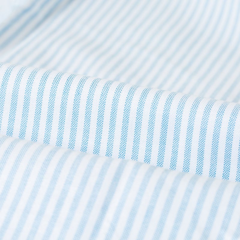 détail col flâneurs PORTUGUESE FLANNEL chemise Belavista Stripe Open Blue
