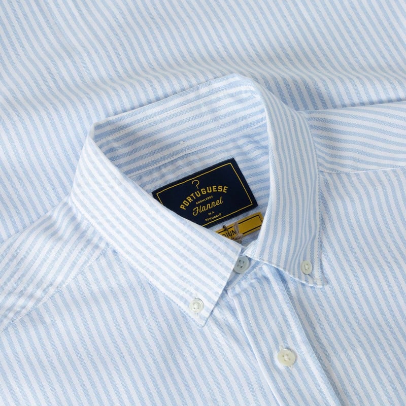 Portuguese Flannel Belavista Stripe Light Blue Shirt with Collar and Casual Wearers