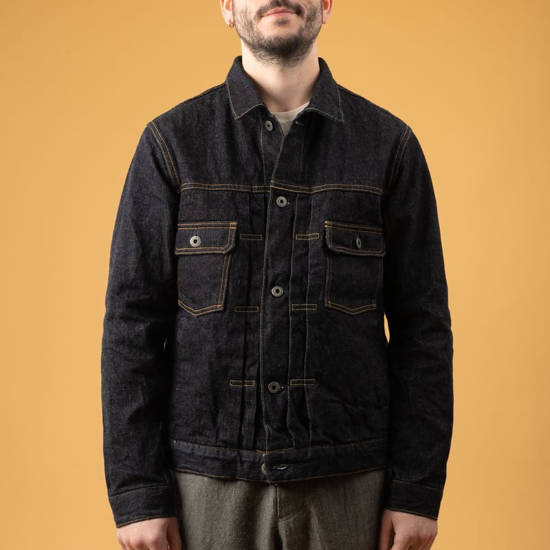 ONI DENIM  02516P Type II Jacket 15oz Low Tension Denim images flâneurs portée de face boutonnée