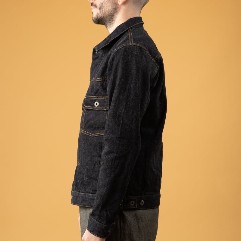 ONI DENIM  02516P Type II Jacket 15oz Low Tension Denim images flâneurs portée de profil