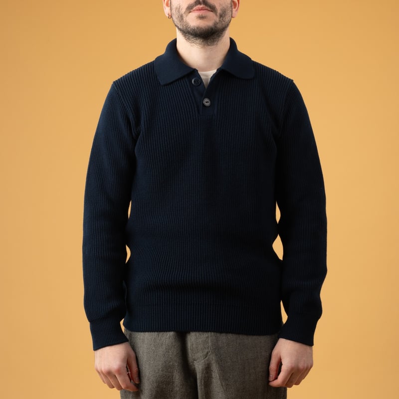 NITTO KNITWEAR  Polo Djivan Marine image flâneurs porté de face (2)