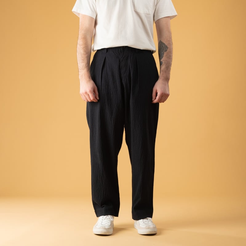 UNIVERSAL WORKS  Oxford Pant Ospina Cotton Dark Navy image flâneurs porté de face