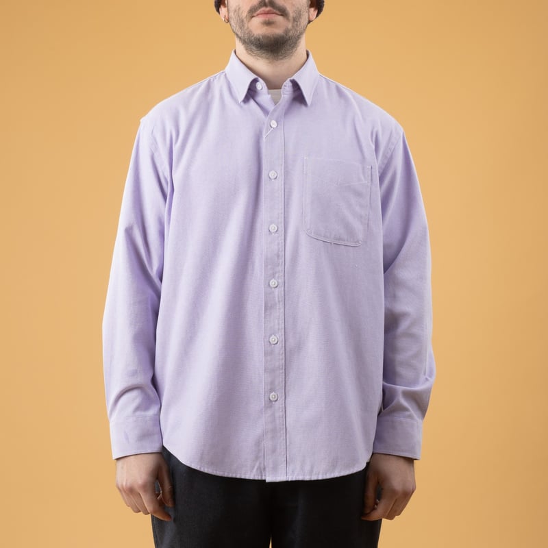 Image flâneurs porté de face chemise FRIZMWORKS OG Oxford Oversized Shirt Purple
